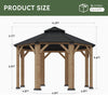 13 X 13 FT Cedar Wood Galvanized Steel Octagonal Hardtop Double Roof Gazebo