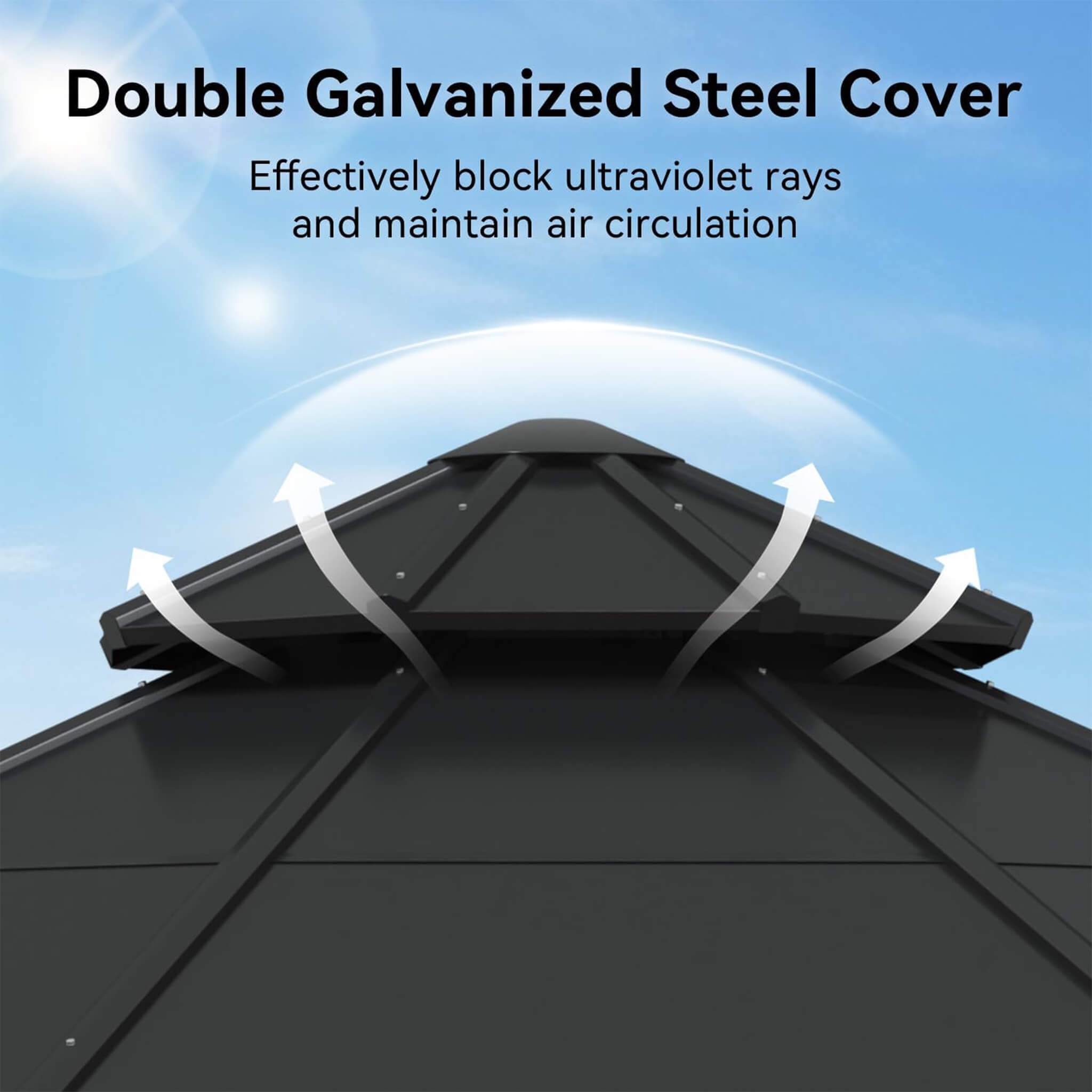 13 X 13 FT Cedar Wood Galvanized Steel Octagonal Hardtop Double Roof Gazebo