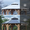 13 X 13 FT Cedar Wood Galvanized Steel Octagonal Hardtop Double Roof Gazebo