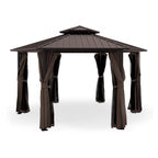 13 X 15 FT  Hardtop Hexagonal Gazebo With Curtains And Netting