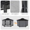 13 X 15 FT  Hardtop Hexagonal Gazebo With Curtains And Netting