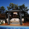 13 X 15 FT  Hardtop Hexagonal Gazebo With Curtains And Netting