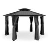 13 X 15 FT  Hardtop Hexagonal Gazebo With Curtains And Netting