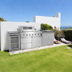 Transform Your Outdoor Living Space with the Ultimate 104" Modular Outdoor Kitchen BBQ Island - Complete with Grill, Sink, Refrigerator, and Storage!