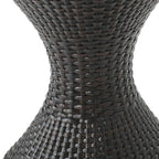 Outdoor 16-Inch Multi-Brown Wicker Hourglass Side Table