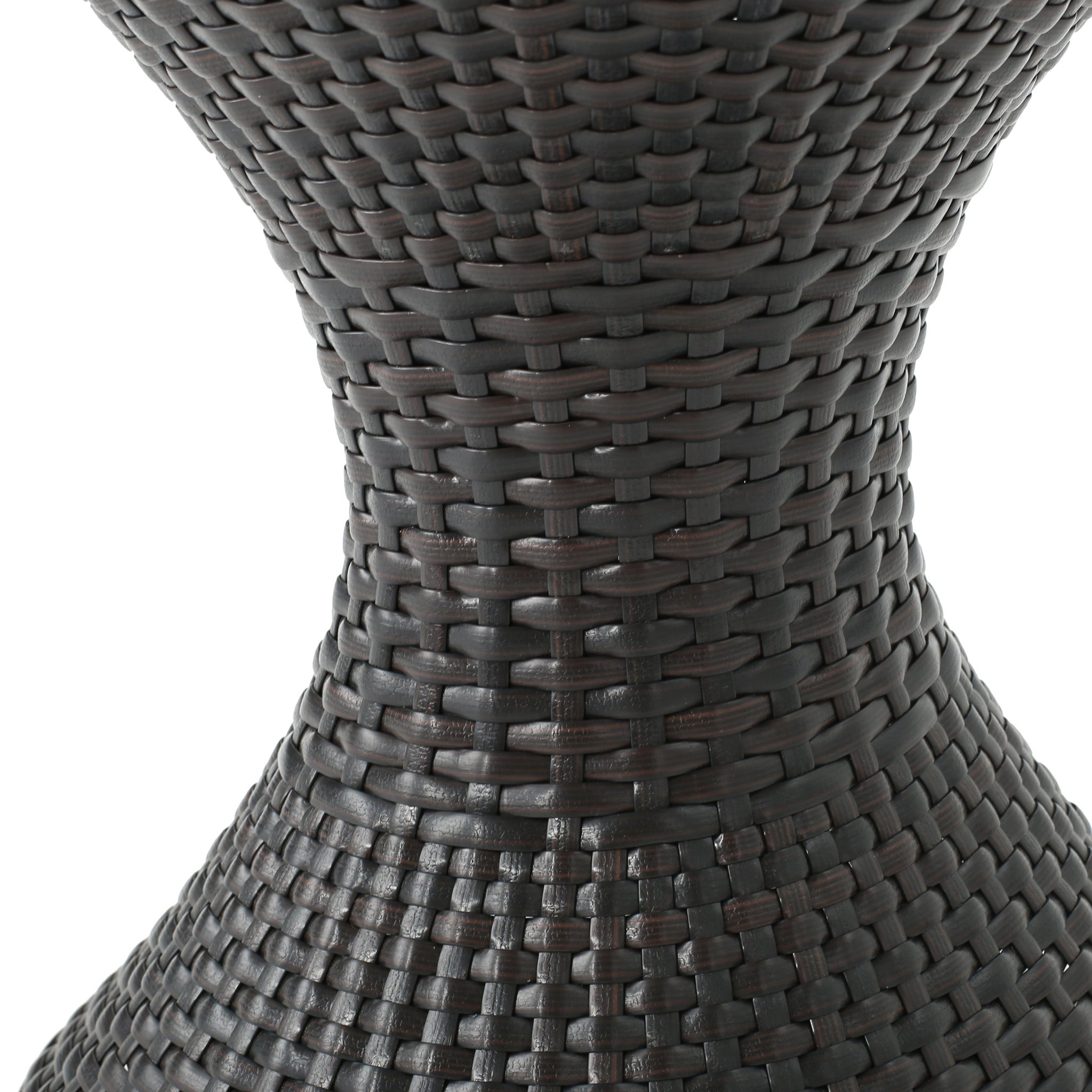 Outdoor 16-Inch Multi-Brown Wicker Hourglass Side Table