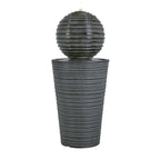 31.5" Tall Striped Column Fountain With LED Light - Designed For Outdoor Spaces - Gray