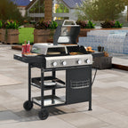 2+2 multifunctional gas barbecue grill and covered grill combination for outdoor cooking