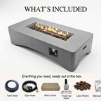 56' Propane Fire Pit Table - Rectangular Outdoor Gas Fire Pit - Light Gray