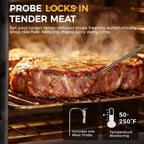 Electric Smoker with Cover, LED Display Build in Meat Probe Large Capacity BBQ Smokers, 4 Racks Smoke More with 633 Sq in Cooking Area, Black