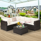 6 Piece Patio Furniture Sofa Set with Cushions
