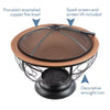 29 In. round Steel Wood Fire Pit with Porcelain Bowl