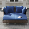 Outdoor Daybed with Retractable Canopy - Wicker Rattan Patio Lounger