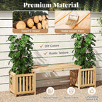 Patio Wooden Bench with Planter 2 Person Patio Bench-Natural