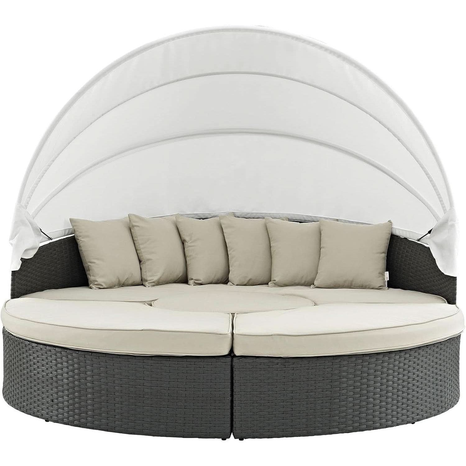 Inviting Outdoor Patio Sunbrella Sectional Daybed With Canopy