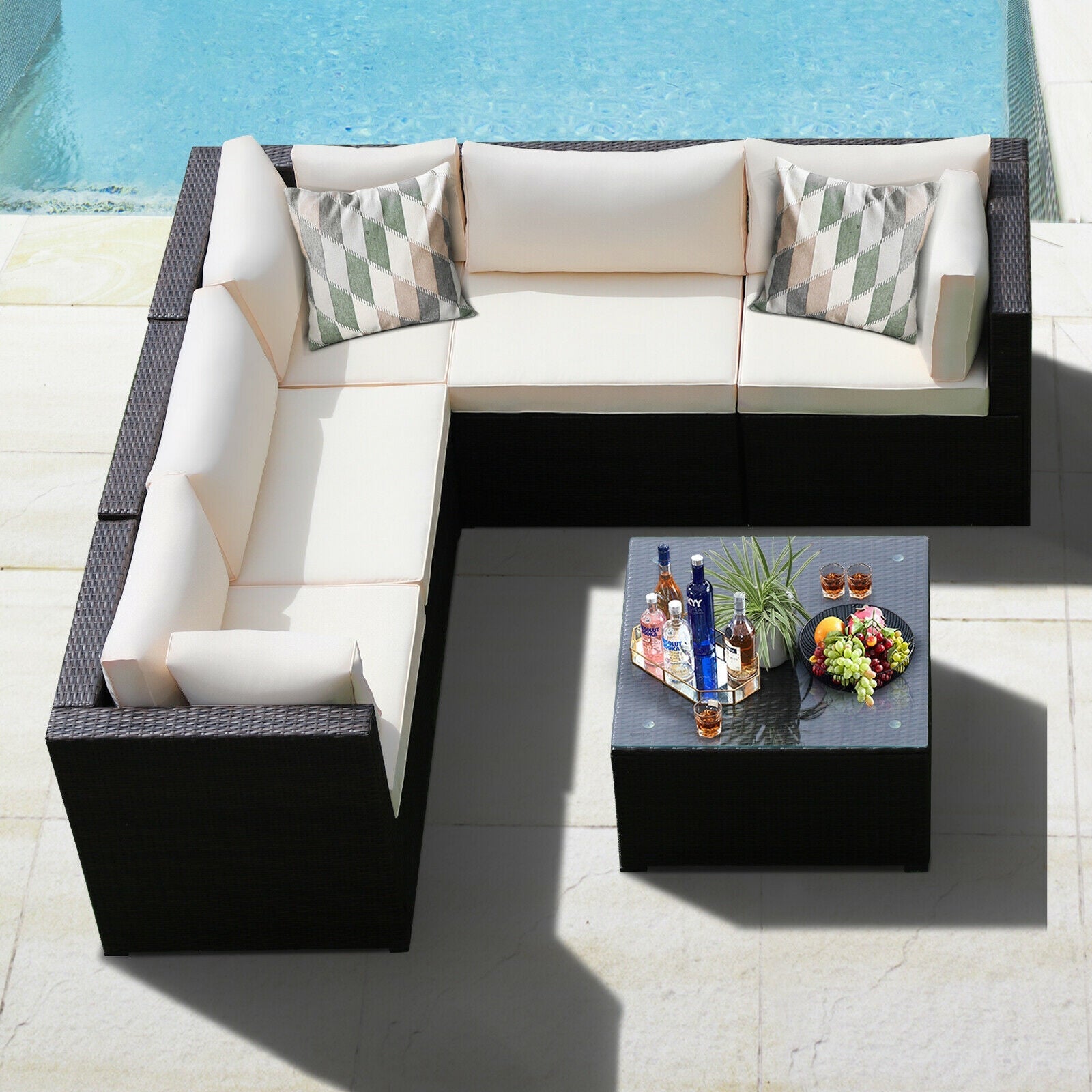 6 Piece Patio Furniture Sofa Set with Cushions
