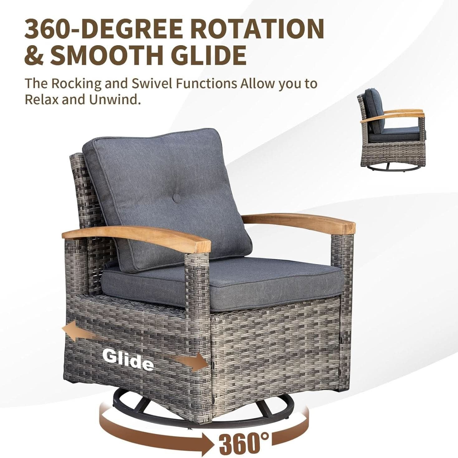 7 - piece Outdoor Rattan Patio Furniture Set with Swivel Rockers