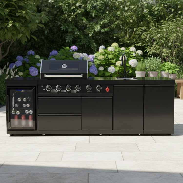 4-Burner Deluxe Stainless Steel Propane Gas Outdoor Kitchen Barbecue Island Grill