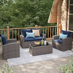 Navy Blue Outdoor Rattan Patio Furniture Set