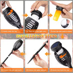 1-Pack Black ABS Solar Flickering Flame Torch Lights Outdoor Waterproof Garden Decor