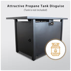 Outdoor Fire Pit Table With Lid - Black