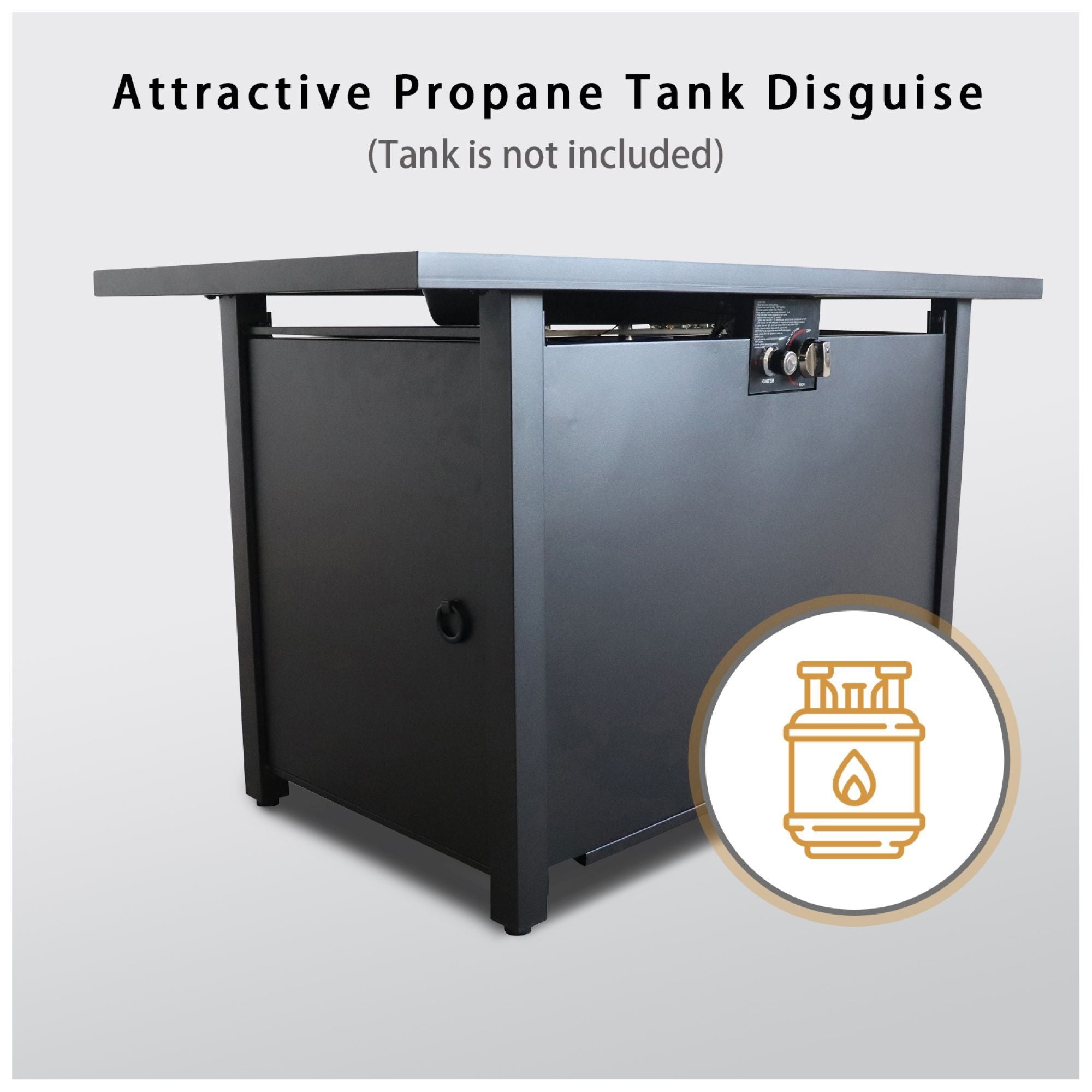 Outdoor Fire Pit Table With Lid - Black - Steel