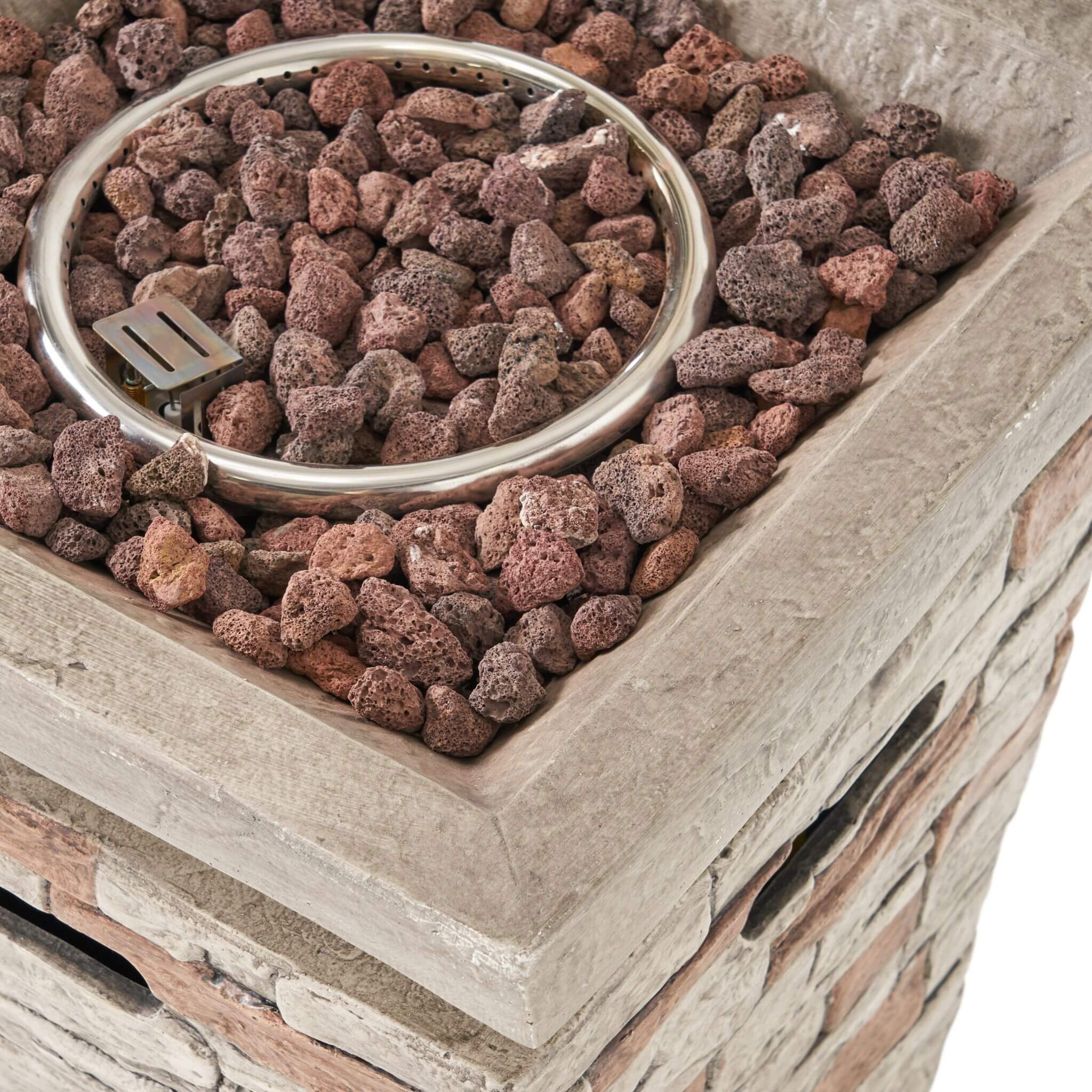 19-Inch Outdoor 40K BTU Natural Stone Fire Column