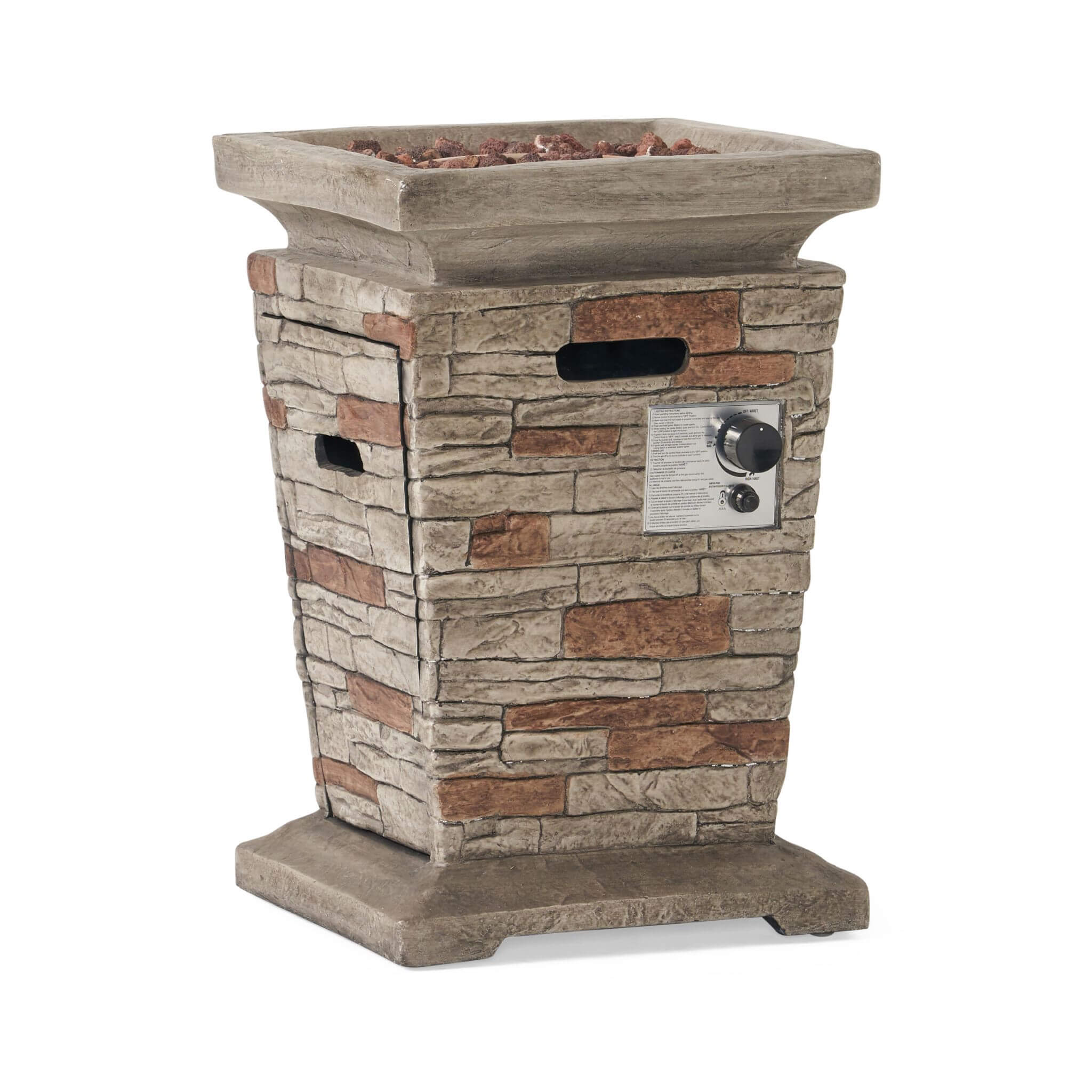 19-Inch Outdoor 40K BTU Natural Stone Fire Column