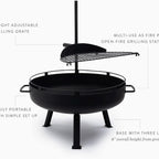 Cowboy Fire Pit 23-Inch - Open Fire Grill with Cooking Grate for Outdoor Cooking - Heavy Duty Open Grill