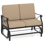 Outdoor 2-Person Glider Rocking Chair Loveseat with Thick Cushions and Metal Frame-Brown