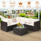 6 Piece Patio Furniture Sofa Set with Cushions