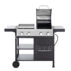 2+2 multifunctional gas barbecue grill and covered grill combination for outdoor cooking