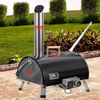 Black Pizza Oven Outdoor 12" Automatic Rotatable Pizza Oven