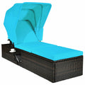 Outdoor Chaise Lounge Chair with Folding Canopy