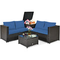 4 Pieces Outdoor Patio Rattan Furniture Set