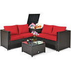 4 Pieces Outdoor Patio Rattan Furniture Set