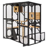 Outdoor Cat Enclosure With Sleeping Houses, Jumping Platforms, & Scratching Post