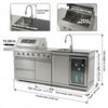 84-Inch Deluxe Stainless Steel Outdoor Kitchen Barbecue Island Grill