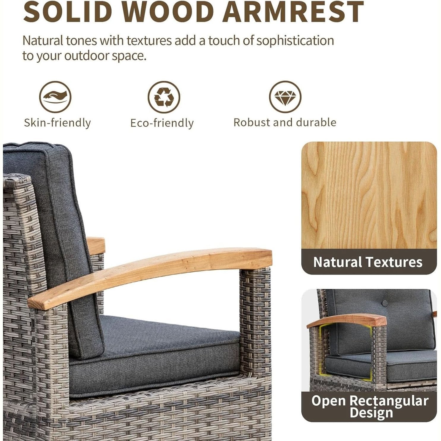 7 - piece Outdoor Rattan Patio Furniture Set with Swivel Rockers