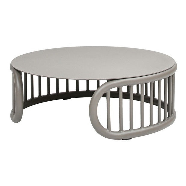 Harper - Indoor/Outdoor Modern Round Coffee Table - Beige or Taupe Aluminum
