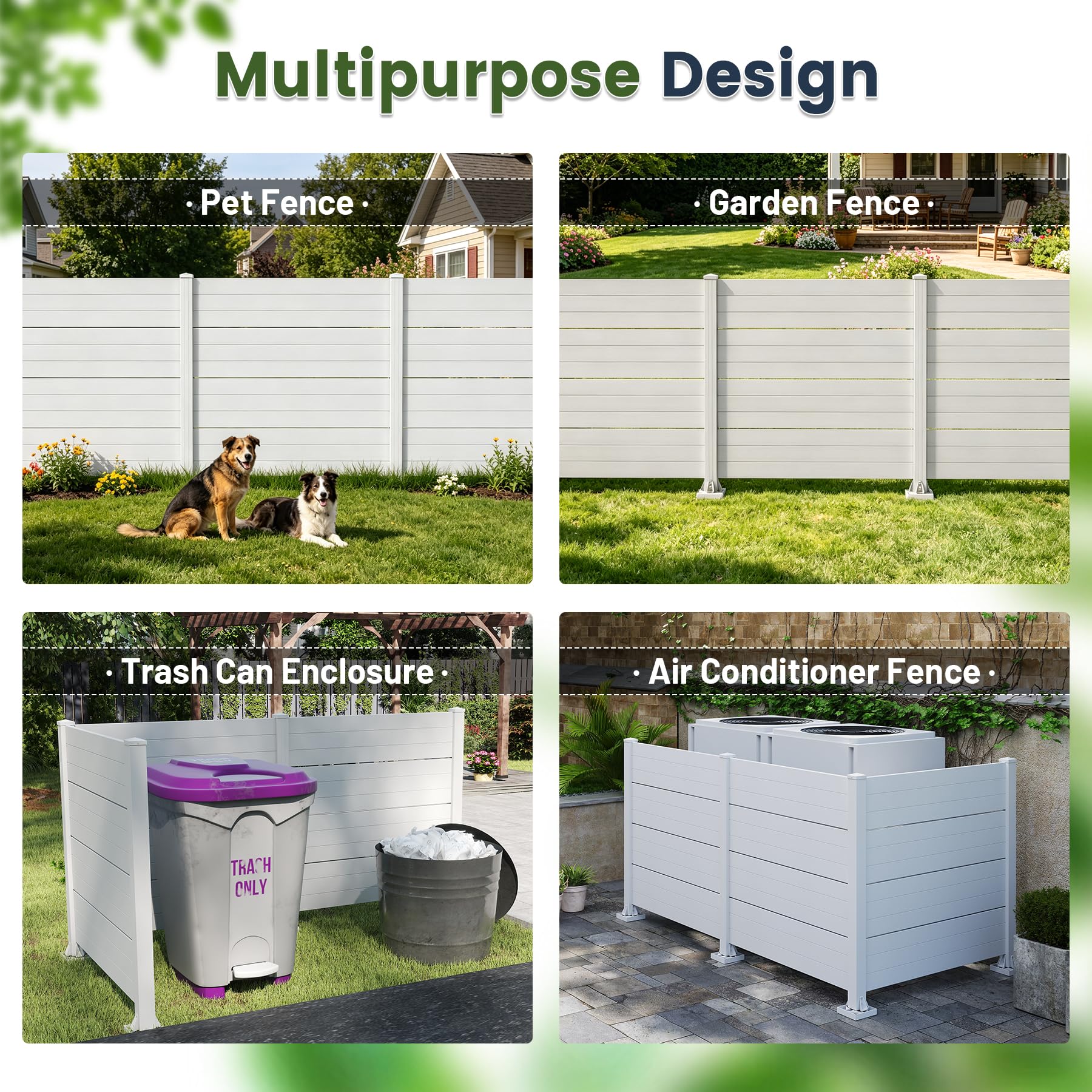 50" W x 49" H Outdoor Privacy Screen, Air Conditioner Fence, All-Weather Vinyl Privacy Fence Screens with Aluminum