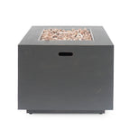 33" Outdoor Iron Square Propane Fire Pit - Brushed Brown