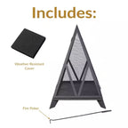 Sunnydaze Majestic Pyramid Steel Mesh Wood Burning Fire Bowl Pit