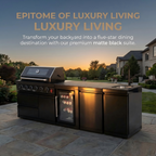 104" 4-Burner 72,000 BTU Black Outdoor Kitchen Bar Barbecue Island Grill