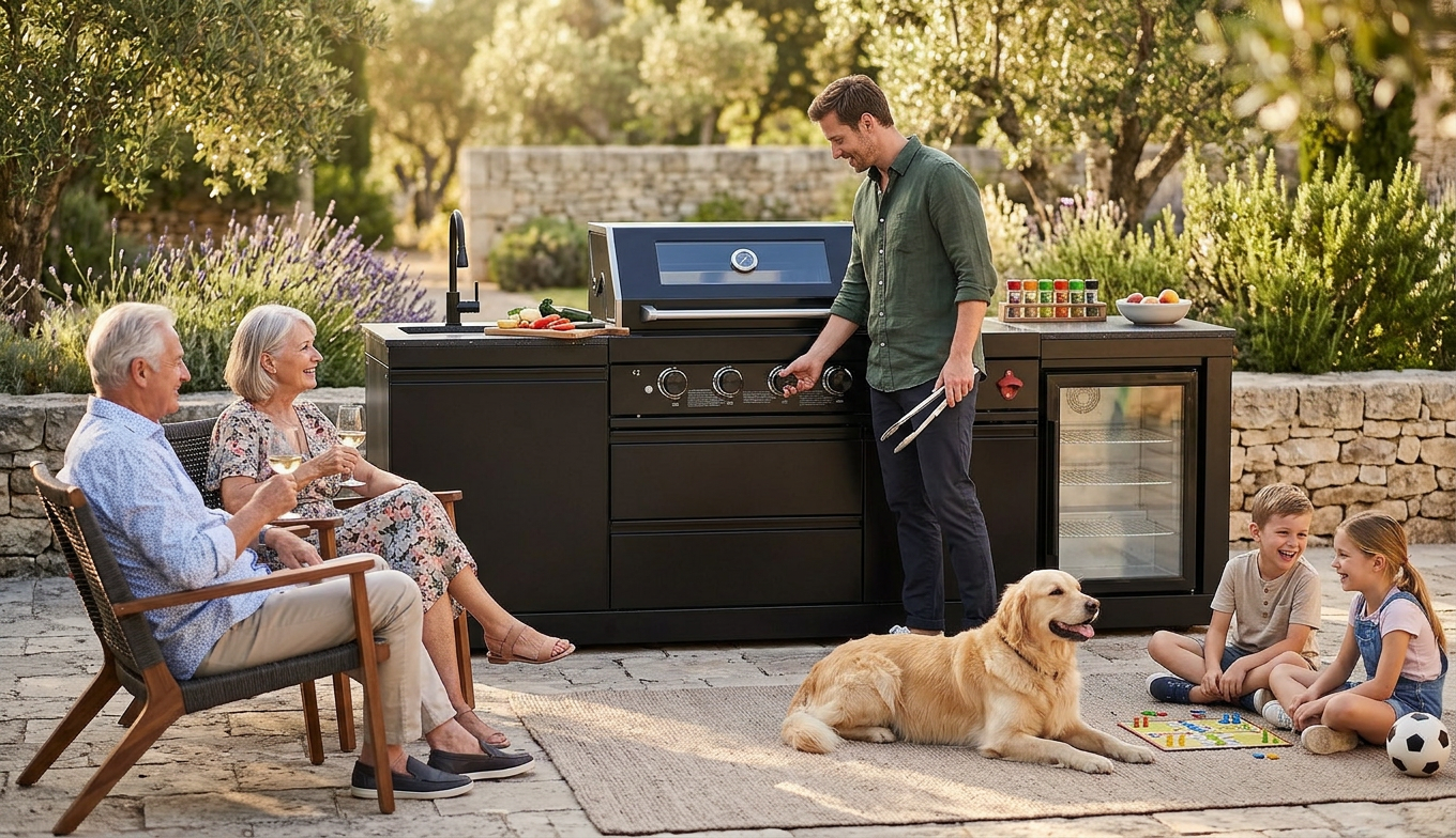 4-Burner Deluxe Stainless Steel Propane Gas Outdoor Kitchen Grill