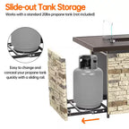 43 In. Propane Fire Pit Table Outdoor Stone Firepit Table Rectangular 50000 BTU Propane Fire Tables-Buff