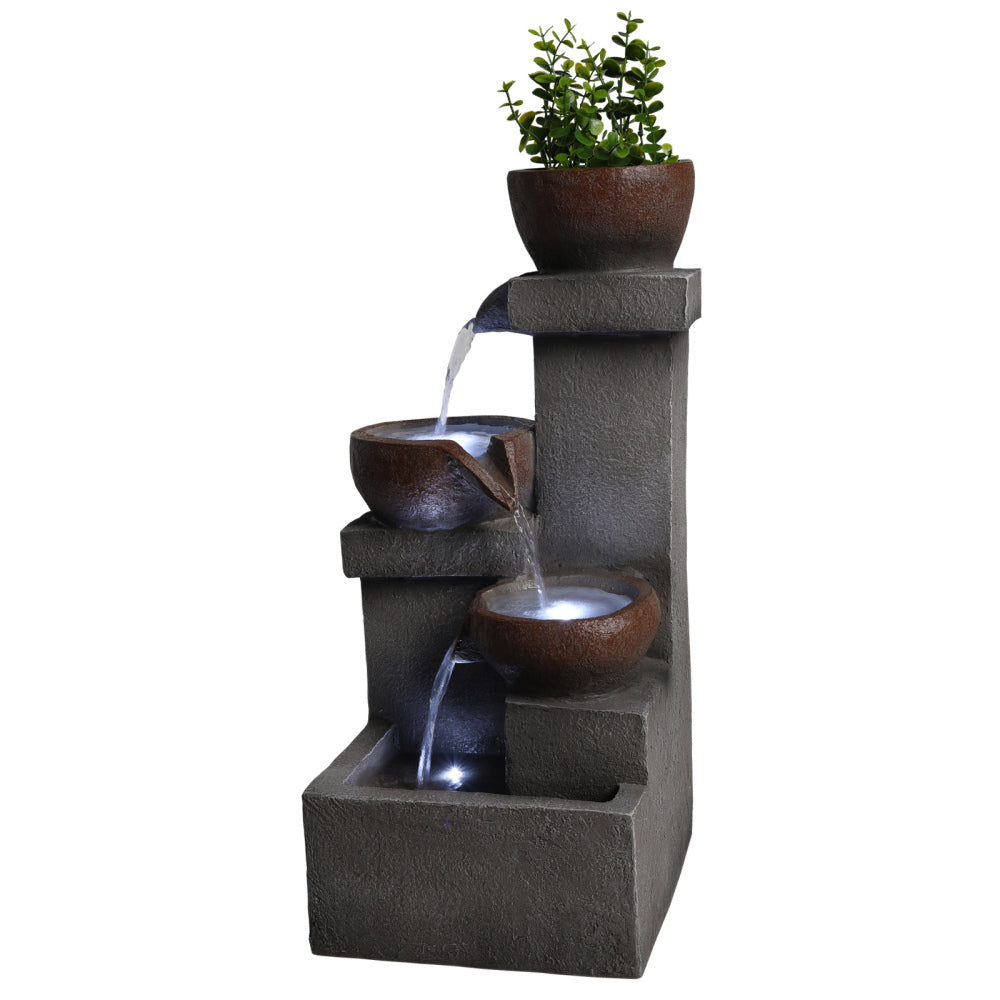 Tiered Cascading Jar Outdoor Fountain with LED Lights