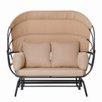 2-Person Outdoor Glider Swing Chair with Adjustable Canopy
