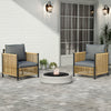 Patio 4-Piece Brown PE Wicker Sofa Set with Grey Cushions