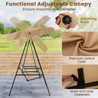 2-Person Outdoor Porch Swing with A-Shaped Metal Stand and Adjustable Canopy